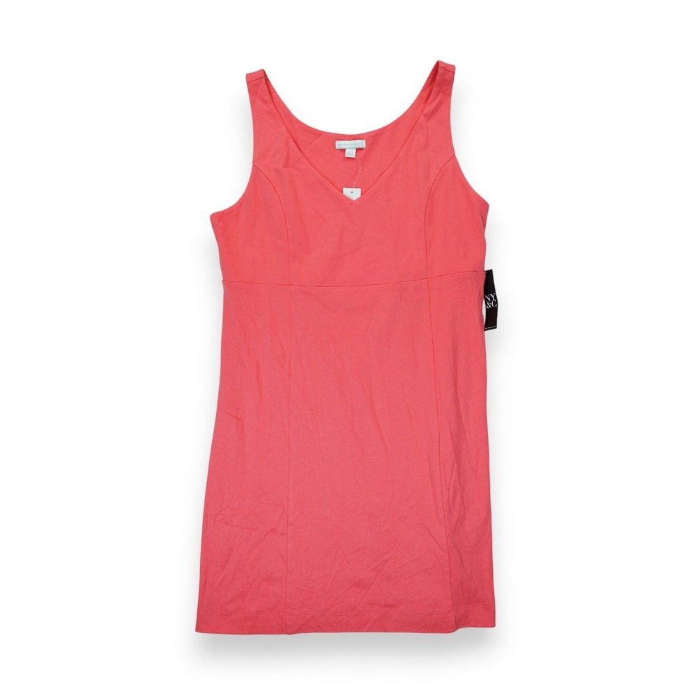 NWT New York & Company Women's Sleeveless Sheath Dress Large Pink V-Neck